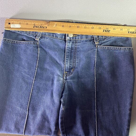 Vintage Polo Jeans Co RALPH LAUREN Flare Stitched Ranch Flag Denim Women 12 Blue - Picture 9 of 12